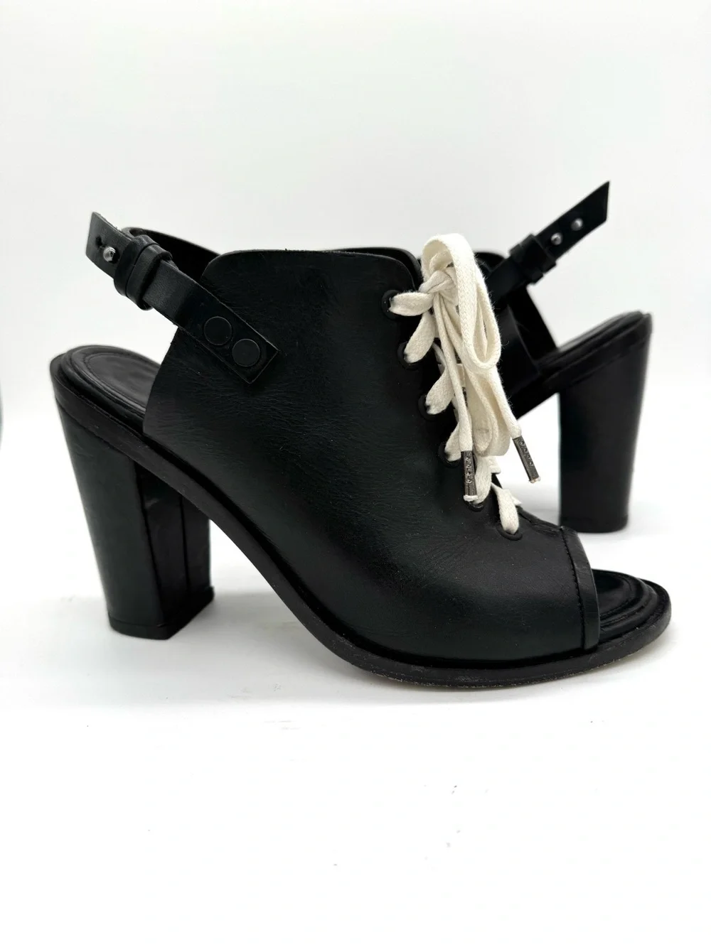 Rag & Bone Trafford Lace Up Peep Toe Slingback Block Heels